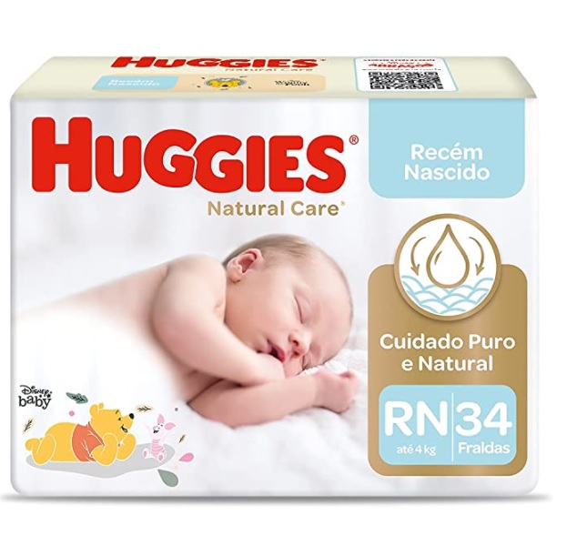 Fralda Huggies NATURAL CARE RN 34 unidades na Amazon