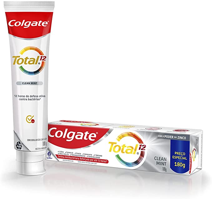 2 Unidades – Creme Dental Colgate Total 12 Clean Mint 180g na Amazon