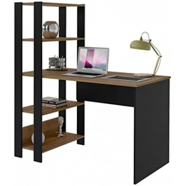 Escrivaninha com Estante Lateral MATCH cor Preto/Pinho - Artely na Amazon