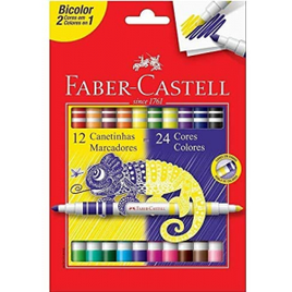 Canetinha Hidrográfica Bicolor Faber-Castell 12 Canetas/24 Cores na Amazon