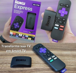 Roku Express – Streaming player Full HD. Transforma sua TV em Smart TV. Com controle remoto e cabo HDMI incluídos na Amazon