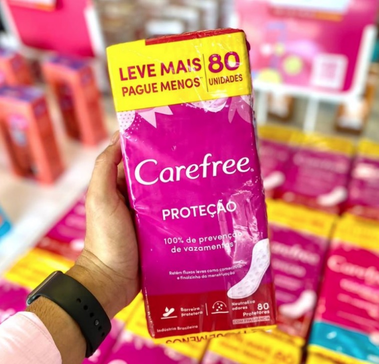 Protetor Diário Proteção com Perfume, Leve 80 Pague 60, Carefree, 80 Unidades na Amazon