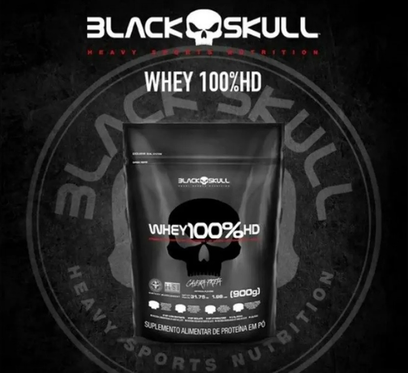 Refil Whey 100% Hd Chocolate 900G, Black Skull na Amazon