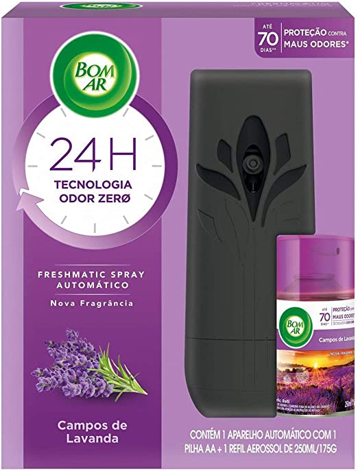 Aromatizador Bom Ar Spray Automático Freshmatic Campos de Lavanda Aparelho + Refil 250ml na Amazon