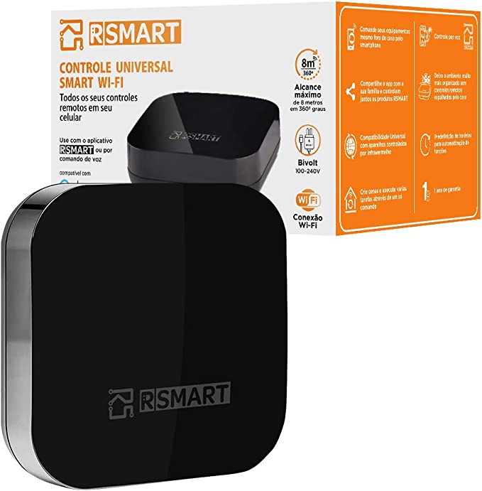 Smart Controle Universal Inteligente RSMART Wi-Fi Infravermelho – Compatível com Alexa, 2021, Preto na Amazon