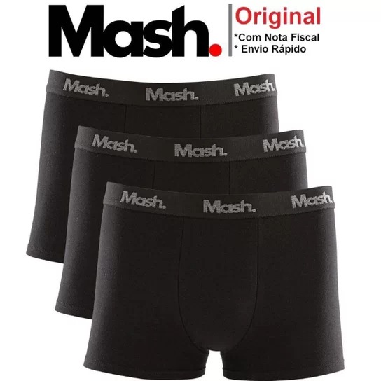 Kit 3 Cuecas Boxer Algodão, Mash, Masculino na Amazon
