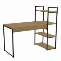 Mesa Para Escritório Industrial Com Estante Crome LI010 Freijó E Preto na Estrela10
