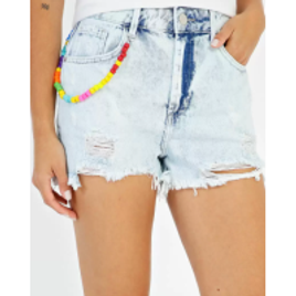 Short Jeans Destroyed Feminino Miçangas Marisa na Marisa