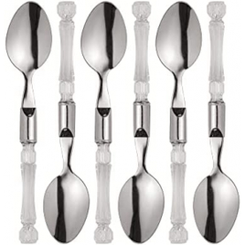 2 Conjuntos de 6 Colheres para Sobremesa de Aço Inox Cabo de Plástico Transparente 17cm cada na Amazon
