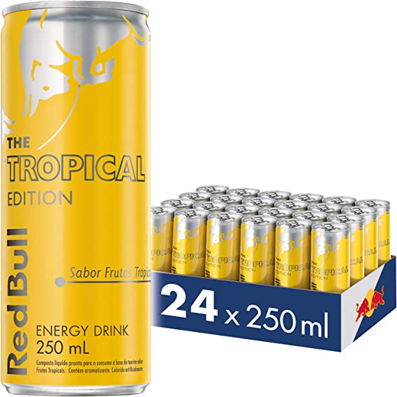 Energético Red Bull Energy Drink, Tropical, 250ml (24 latas) na Amazon