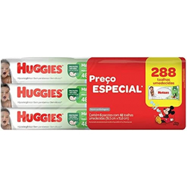 Lenços Umedecidos Huggies Max Clean 288 Unidades na Amazon