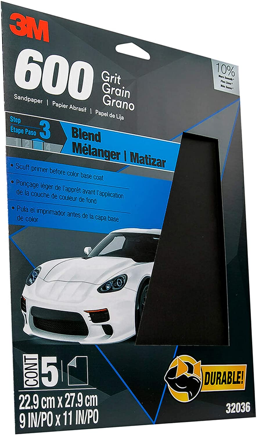 Lixa Reparo de Automóveis 600 Grãos 23 x 28 CM 5 por Pacote 32036 – 3M Wetordry na Amazon