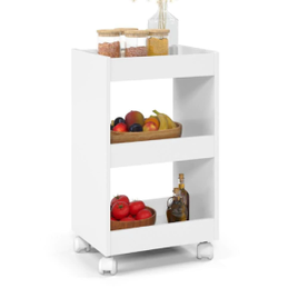 Carrinho Multiuso Organizador 3 Prateleiras com Rodízios Flex EJ Branco na Casas Bahia