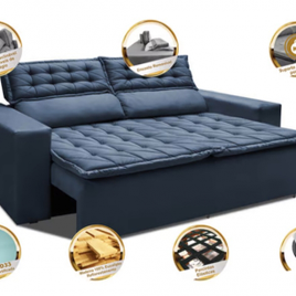 Sofá Retrátil E Reclinável Cama Inbox Slim 1,50m Tecido Suede Velusoft Azul na Leroy Merlin