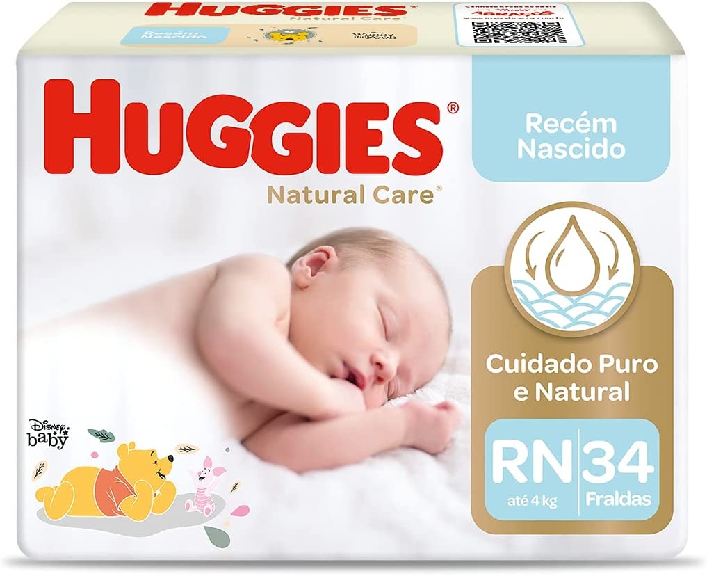 Fralda Huggies Natural Care RN 34 Unidades na Amazon