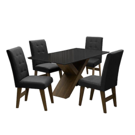 Conjunto de Mesa para Sala de Jantar Preto Dubai 135m Mdf com 4 Cadeiras na Casas Bahia