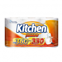 Papel Toalha Kitchen Jumbo Folha Dupla - Pack Com 3 Rolos De 110 Unidades De 19x20 Cm Cada na Amazon