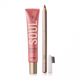 Kit Soul Blush Líquido Rosa Coradinho + Lápis para Sobrancelhas Médio Claro - Eudora na Eudora