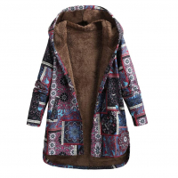 Casaco Feminino Vintage Com Capuz Floral Forro De Lã Abotoado - Internacional na Amazon