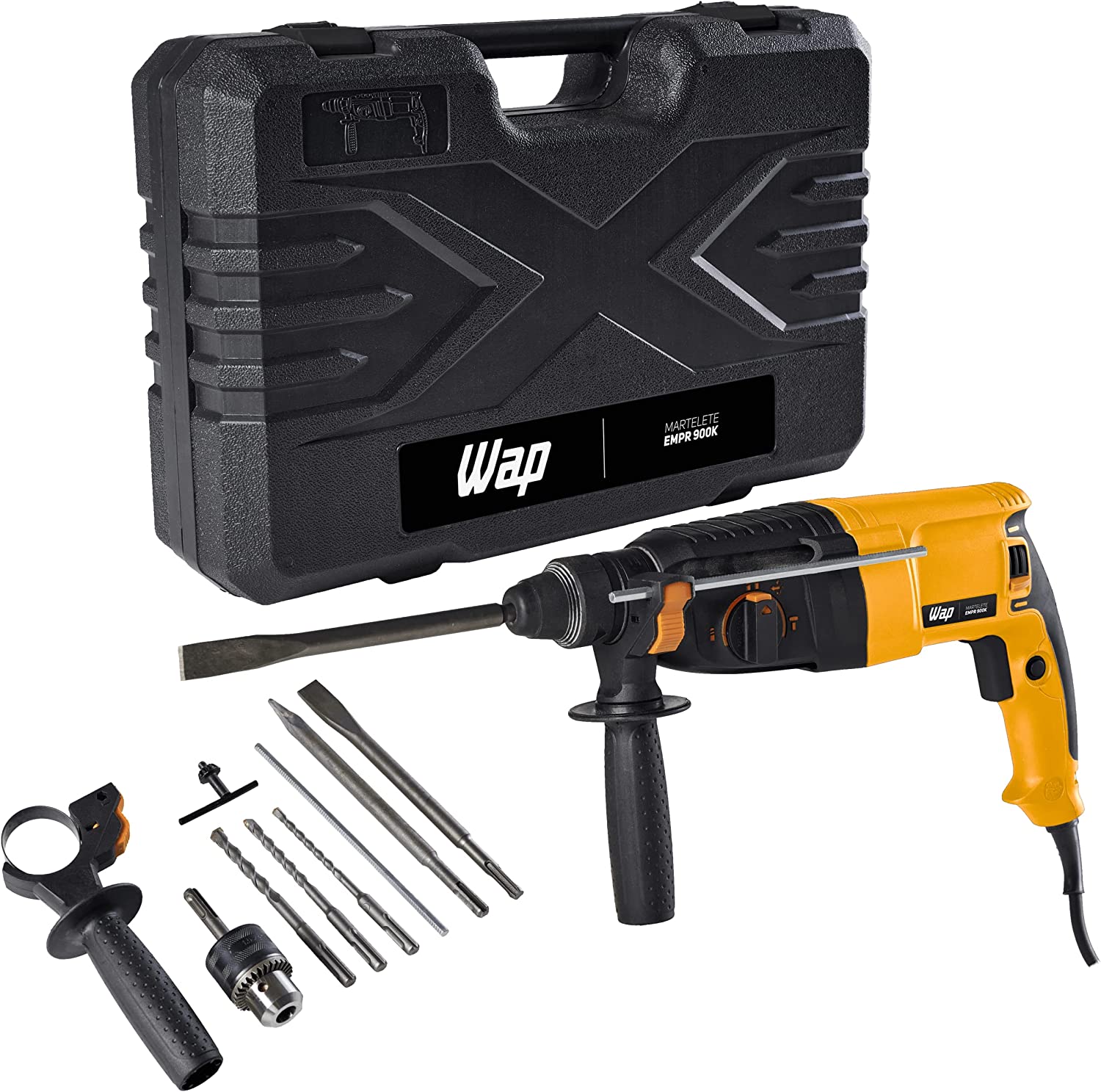 Martelete Combinado Rompedor Perfurador Profissional WAP EMPR 900K SDS PLUS 900W 5500 gpm Torque 35 Nm Mandril 13mm 1/2″ e SDS PLUS para Brocas e Tal na Amazon
