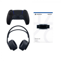 Kit PS5 - Controle DualSente Midnight - Câmera HD - Fone De Ouvido Pulse 3D Preto - Sony na Ri Happy