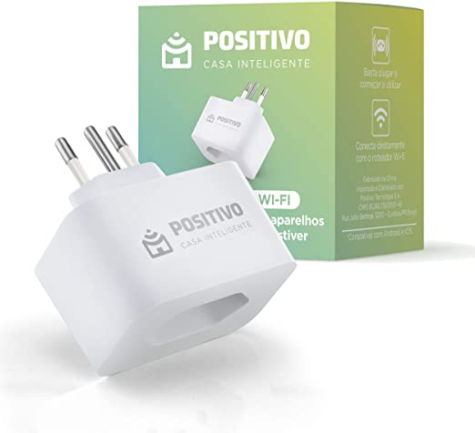 Smart Plug Wi-Fi 10A/1000W- NBR, Positivo Casa Inteligente, ligue ou desligue seus eletrodomésticos através do celular, Compatível com Alexa na Amazon