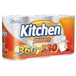 Papel Toalha Kitchen Jumbo Folha Dupla - Pack com 3 rolos de 110 unidades de 19x20 cm cada na Amazon