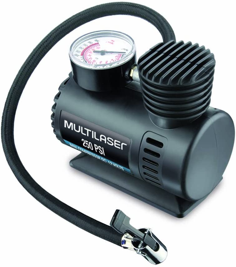 Compressor de Ar Multilaser 12v Vazão 15l Min 250psi 3 Bicos Adaptadores – AU601 na Amazon