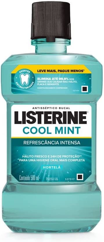 4 Unidades – Enxaguante Bucal Listerine Cool Mint 500ml na Amazon