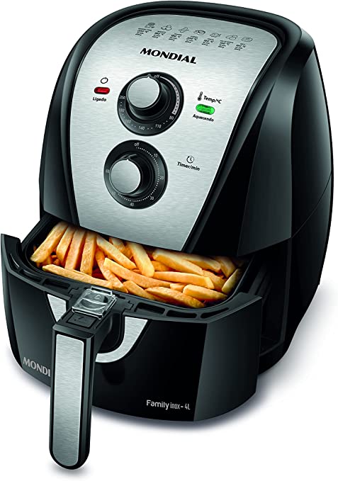 [Prime] Fritadeira a Ar Mondial, Family Inox Black – 4L, 220V, 1500W – AFN-40-BI na Amazon