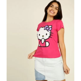 Blusa Feminina Hello Kitty Manga Curta Sanrio - Marisa na Marisa