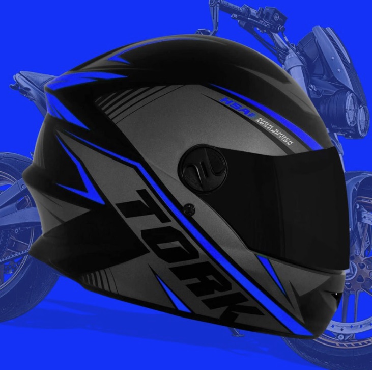 Capacete R8 Pro Tork Tam.56 Viseira Fume Preto/Azul Claro na Amazon