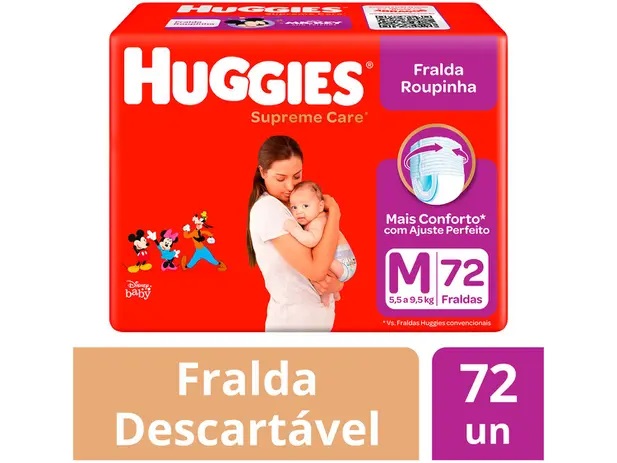 Fralda Huggies Supreme Care Roupinha Calça – Tam. M 5,5kg a 9,5kg 72 Unidades na Magazine Luiza
