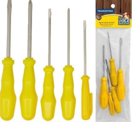 Tramontina 43408176, Jogo de Chaves de Fenda 5 Peças, Sendo 2 Ponta Chata 2 Ponta Cruzada 1 Clipe na Amazon