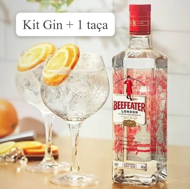 Kit Gin Beefeater Dry 750ml + Taça de Vidro 550ml na Casas Bahia