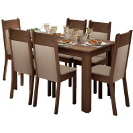 Conjunto Sala de Jantar Mesa com Tampo de Madeira e 6 Cadeiras Jaíne - Madesa na Casas Bahia