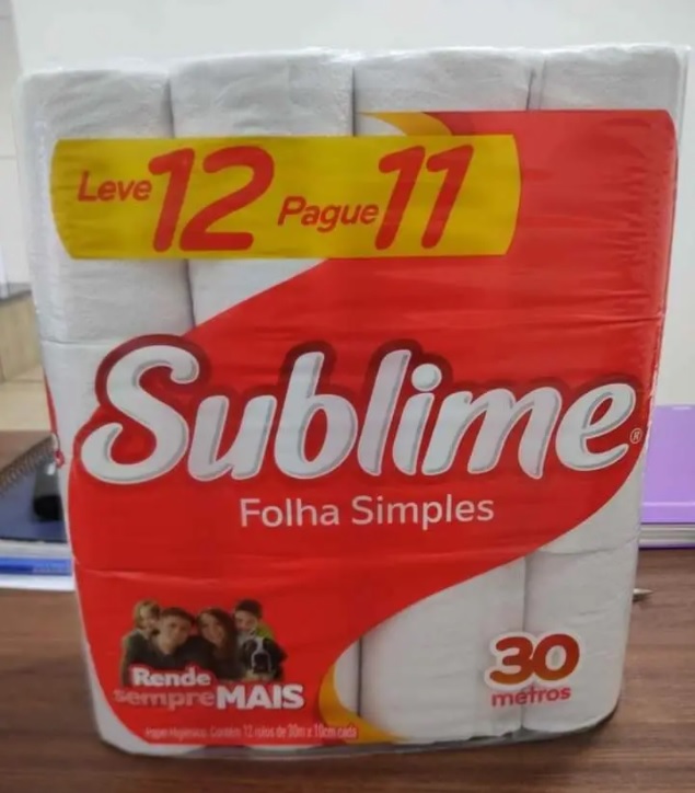 Papel Higiênico Sublime Folha Simples Neutro, Branco, 12 rolos na Amazon