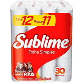 Papel Higiênico Sublime Folha Simples Neutro Branco - 12 Unidades na Amazon