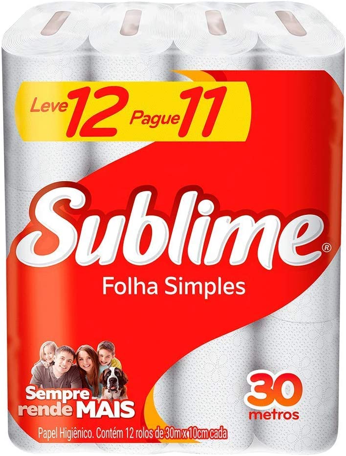 Papel Higiênico Sublime Folha Simples Neutro Branco – 12 Unidades na Amazon