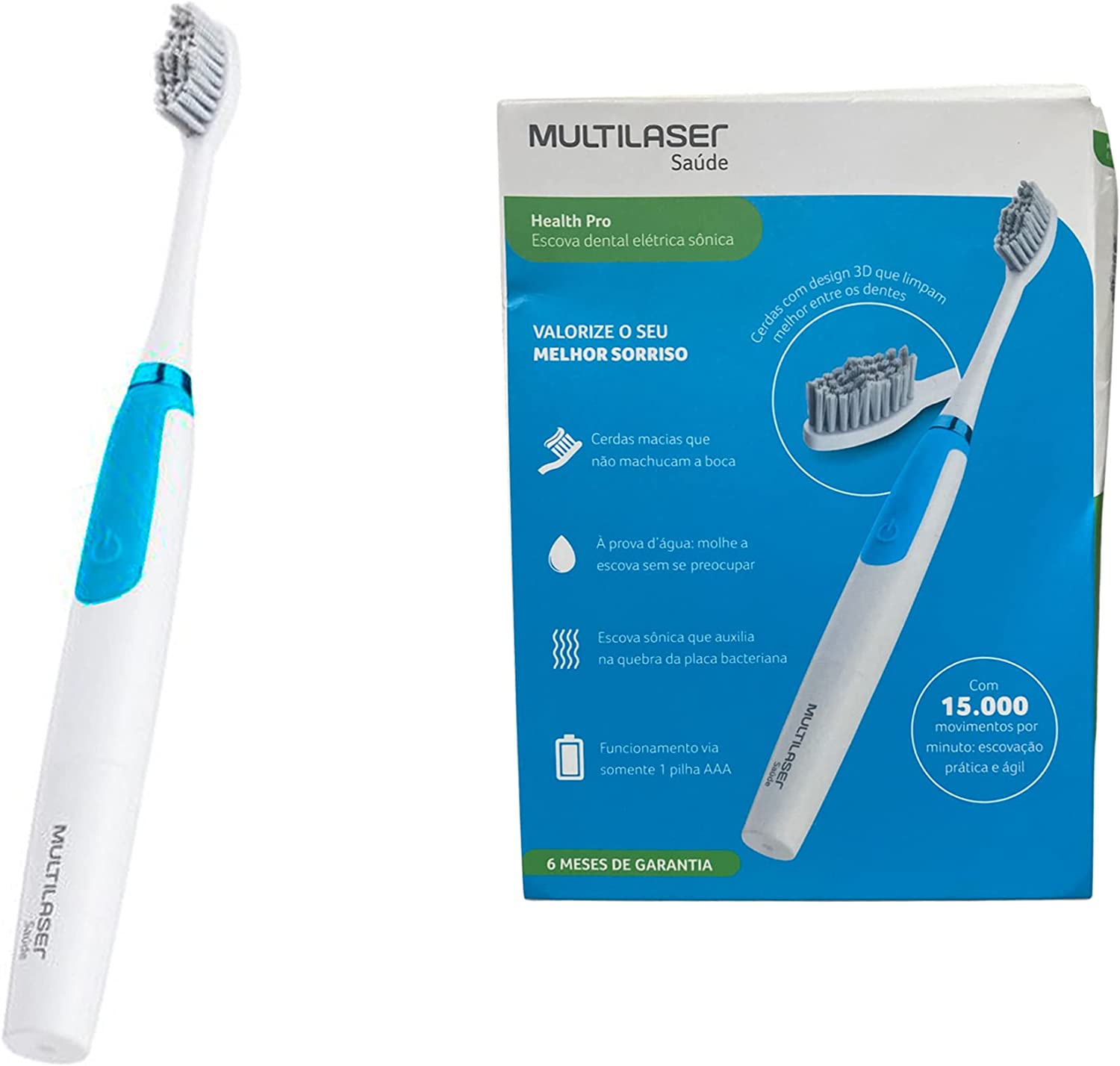Escova Dental Elétrica Multilaser Vibratória Health Pro – HC102 na Amazon