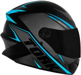 Capacete R8 Pro Tork Fechado 60 Preto/Azul Claro Viseira Fumê na Amazon