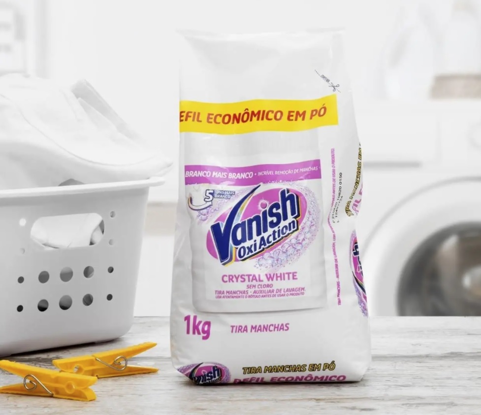 Tira Manchas Em Pó Crystal White Oxi Action Refil Econômico para roupas brancas, Vanish, 1 Kg na Amazon