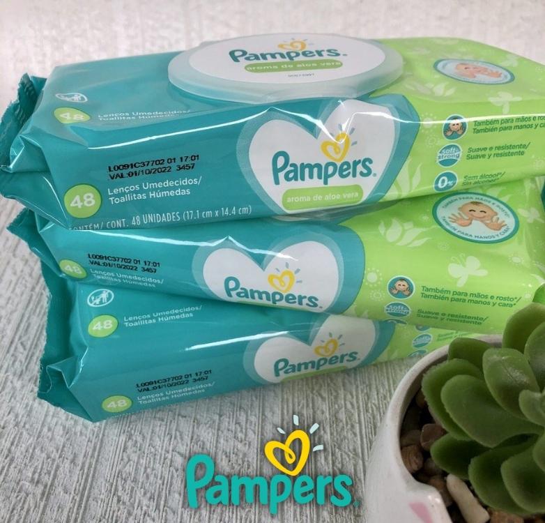 Lenços Umedecidos Pampers Aroma de Aloe Vera 48 Unidades, Pampers na Amazon