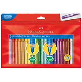 Canetinha Ponta Vai e Vem 24 Cores -  Faber-Castell na Amazon
