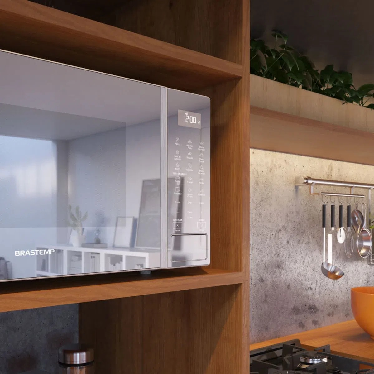 Micro-ondas Brastemp 32 Litros cor cinza espelhado com Menu Gourmet – BMS46AR na Compra Certa