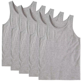 Kit com 5 Regatas Masculina Lisa Algodão Cinza na Casas Bahia