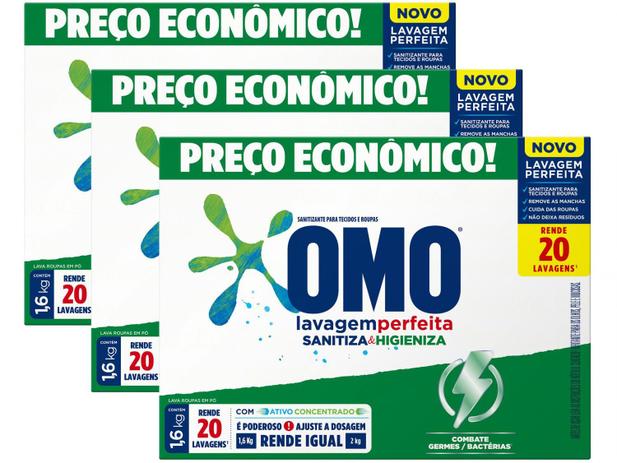 Sabão em Pó Omo Lavagem Perfeita – Sanitiza e Higieniza Concentrado 1,6kg 3 Unidades – Magazine na Magazine Luiza