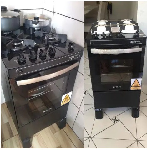 Fogão 4 Bocas Mesa de Vidro Atlas Preto – Acendimento Automático Agile Up Glass na Magazine Luiza