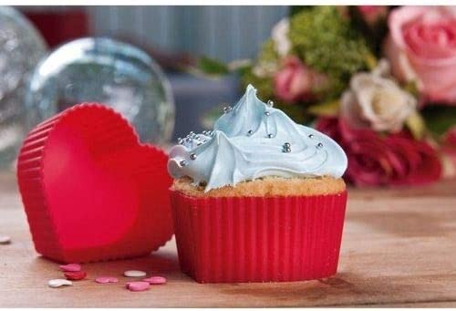 Kit 6 Forminhas De Silicone Para Cupcake Coração Vermelho 60ml – YP1801- Yangzi na Amazon