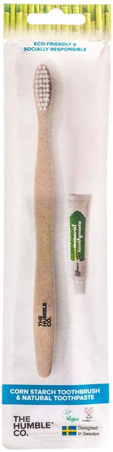 The Humble – Kit Escova De Dentes Adulto De Amido De Milho + Mini Pasta Fresh Mint 7 G na Amazon